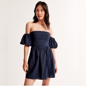 abercrombie Navy Blue Off-Shoulder Dress